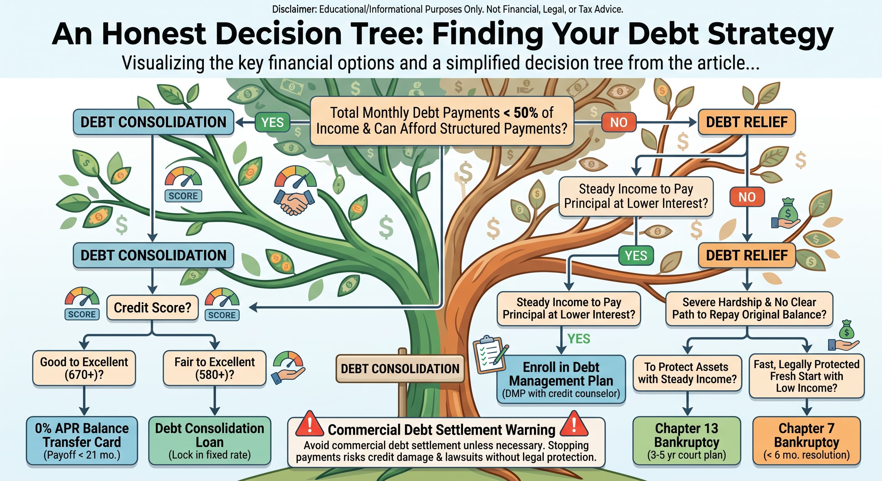Debt Consolidation vs. Debt Relief vs. Balance Transfer: An Honest Decision Tree