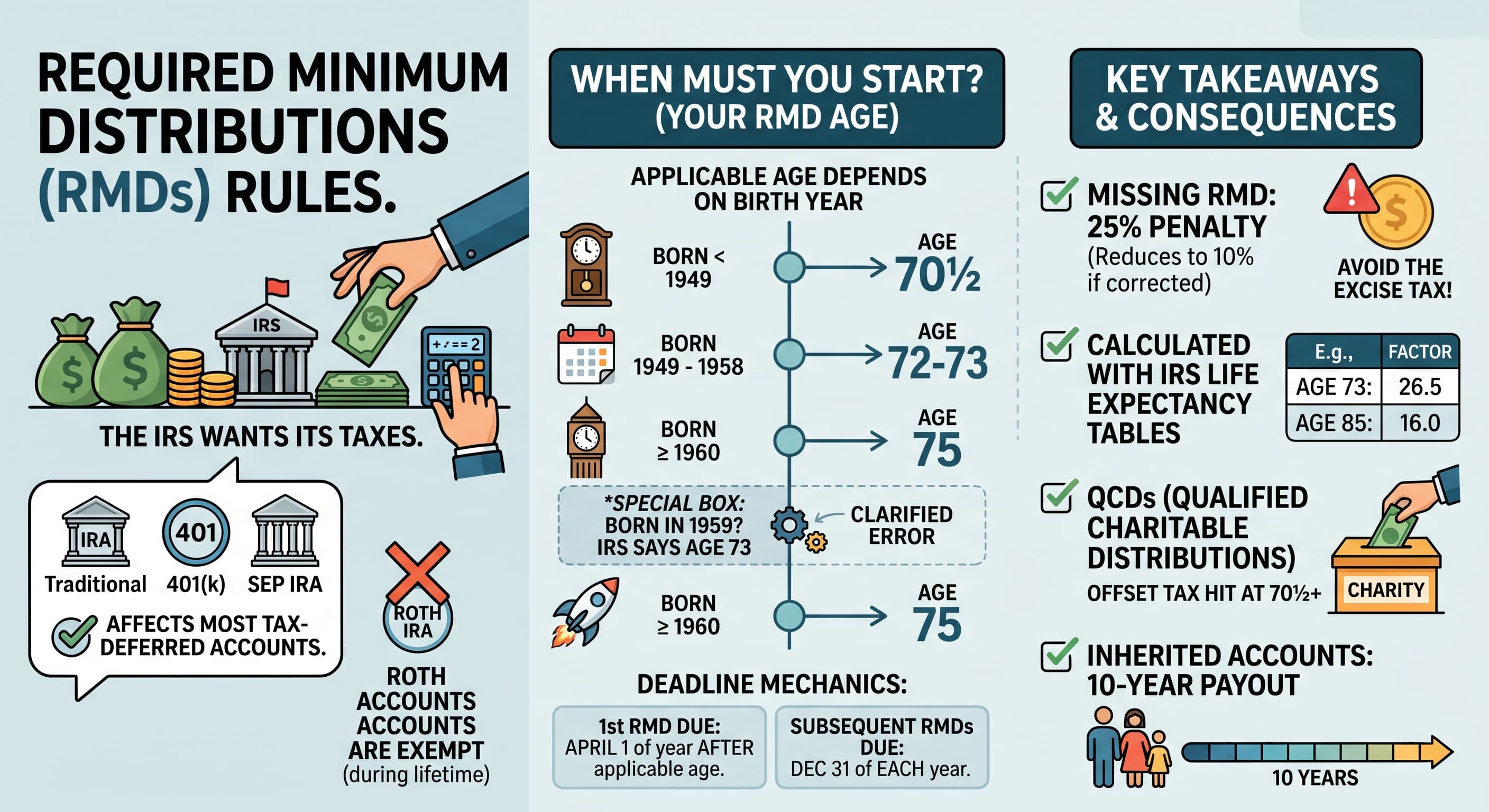 When the IRS Makes You Start Withdrawing From Your 401(k) or IRA: Rules and Deadlines