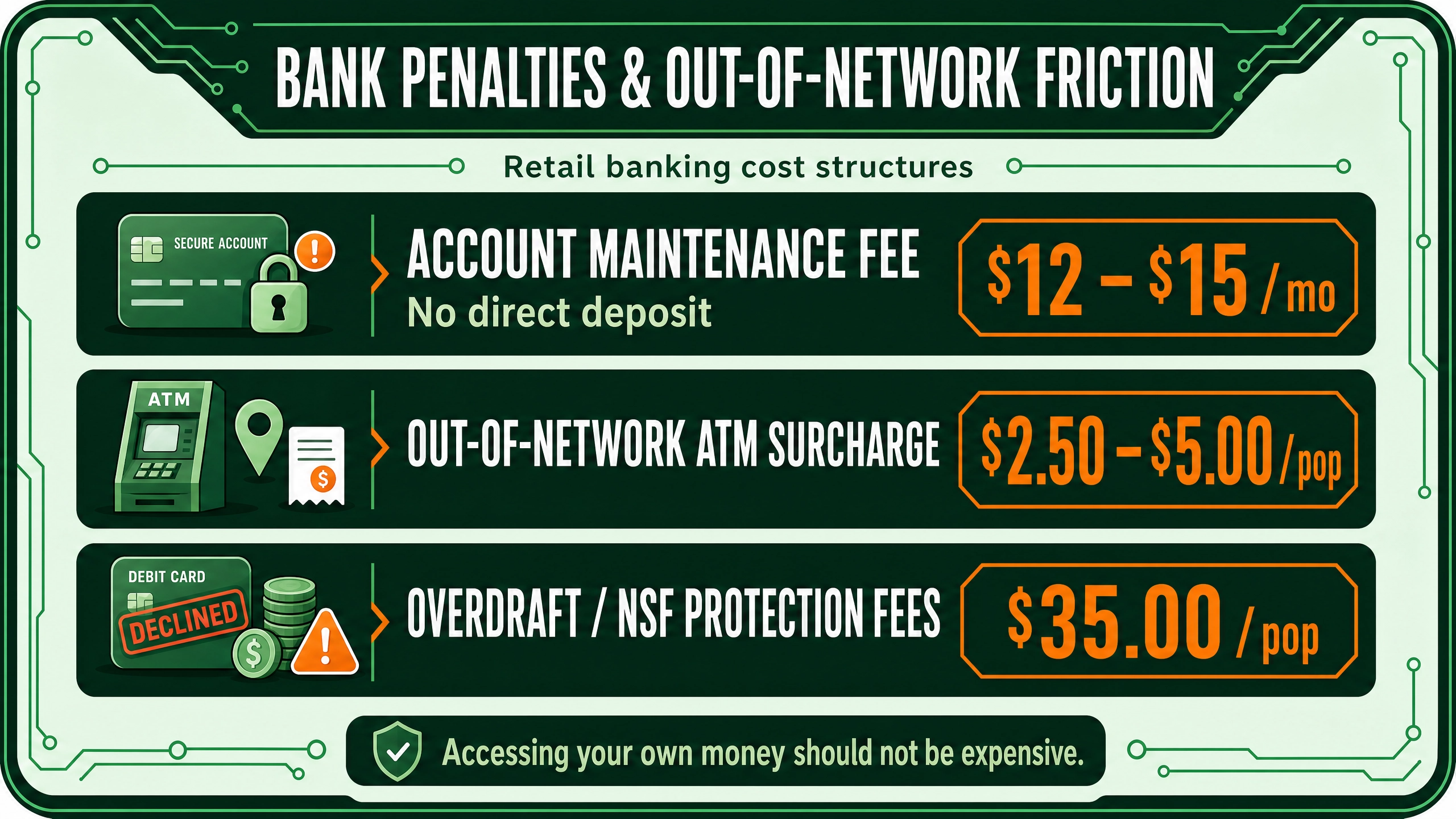 Retail banking cost structures and common fees