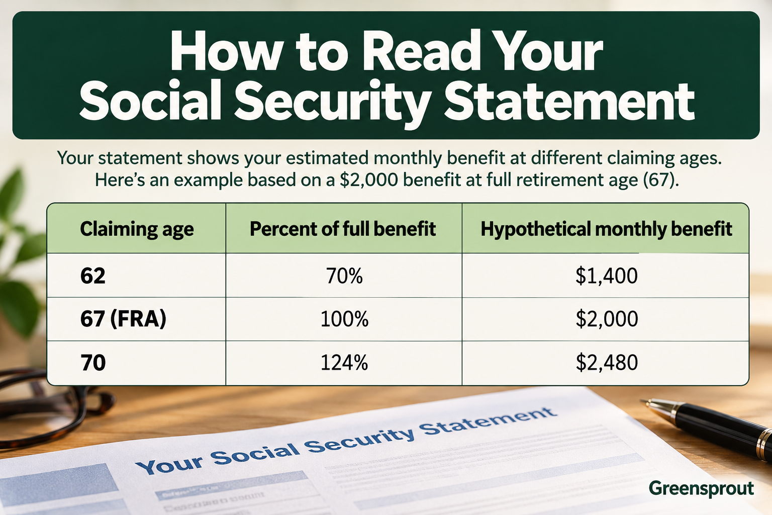 How to read Social Security Statement benefit estimates at different claiming ages